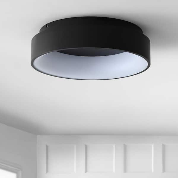 Ring 17.7 in. Black Integrated LED Metal Flush Mount Ceiling Light