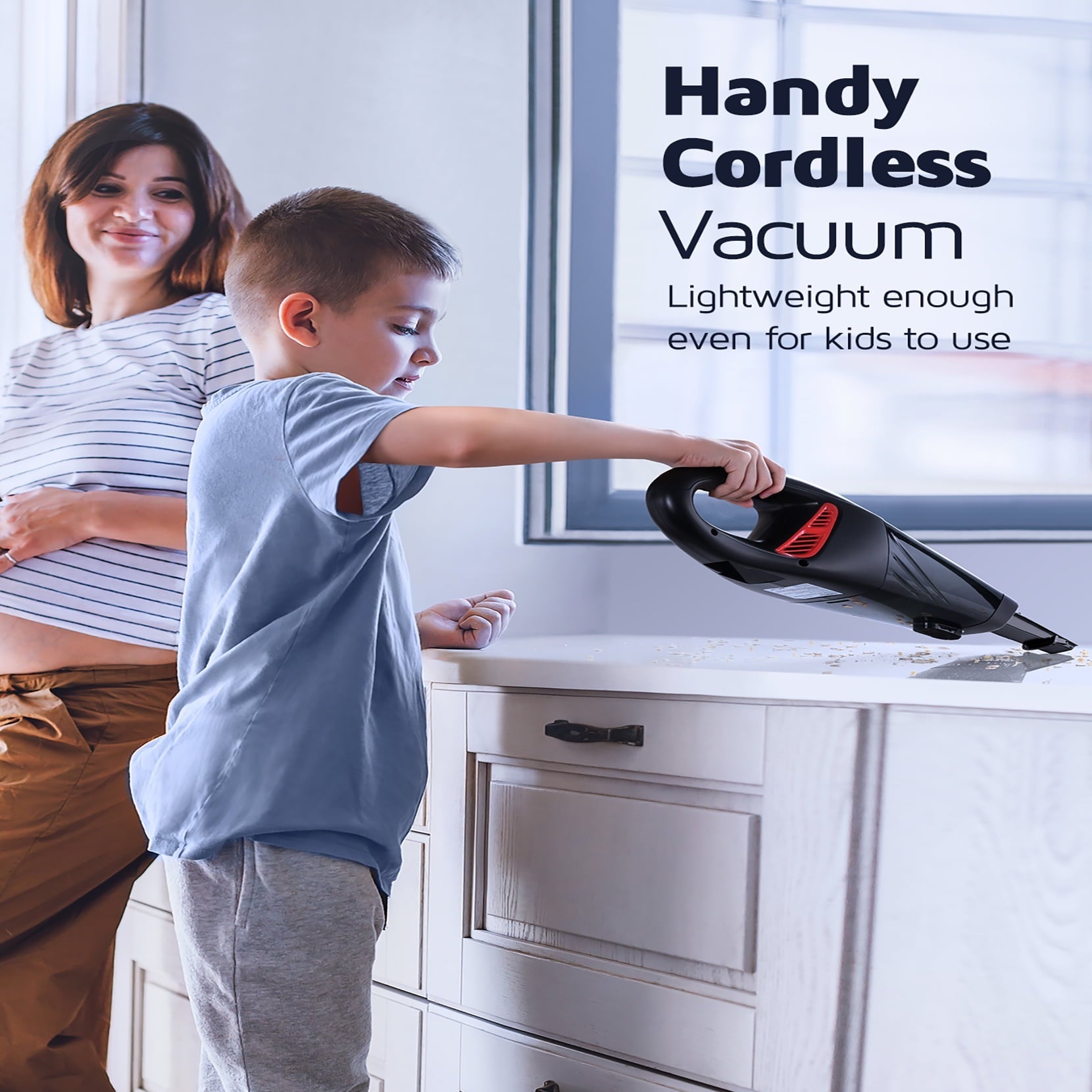 Hommak Cordless Handheld Vacuum Cleaner 6Kpa, Wet & Dry Use, Portable Rechargeable Cordless Car Vacuum 30min Runtime, Hand Vacuum Cordless with 2 HEPA Filters & LED Light for Pet Hair Car Floor Home