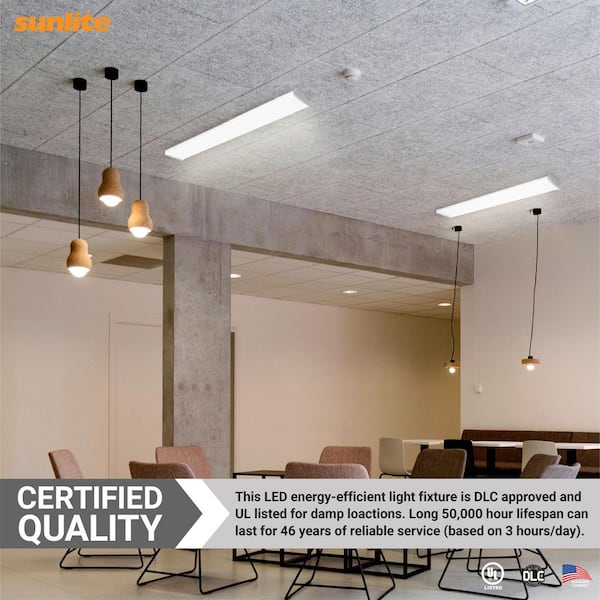 4-Ft. LED Dimmable UL Listed White Wrap Around Fixture, Selectable CCT, 3500K, 4000K, 5000K