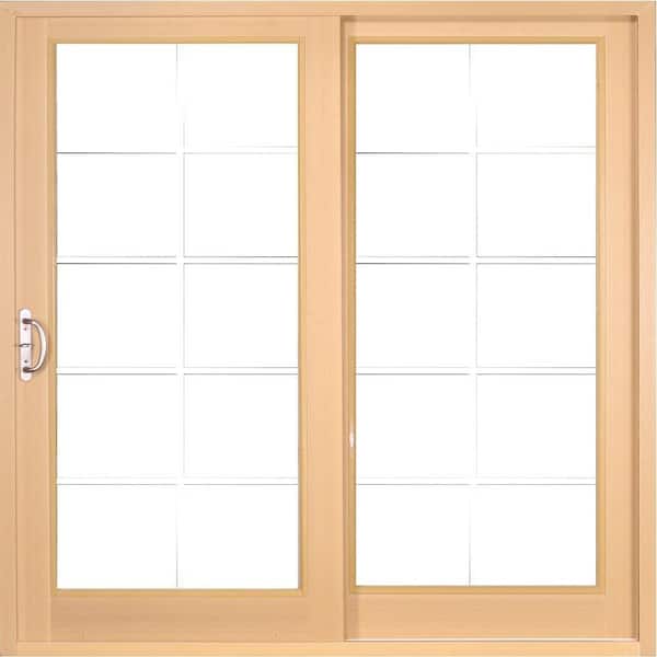 60 in. x 80 in. Woodgrain Interior and Smooth White Exterior Right-Hand Composite Sliding Patio Door with 10-Lite GBG