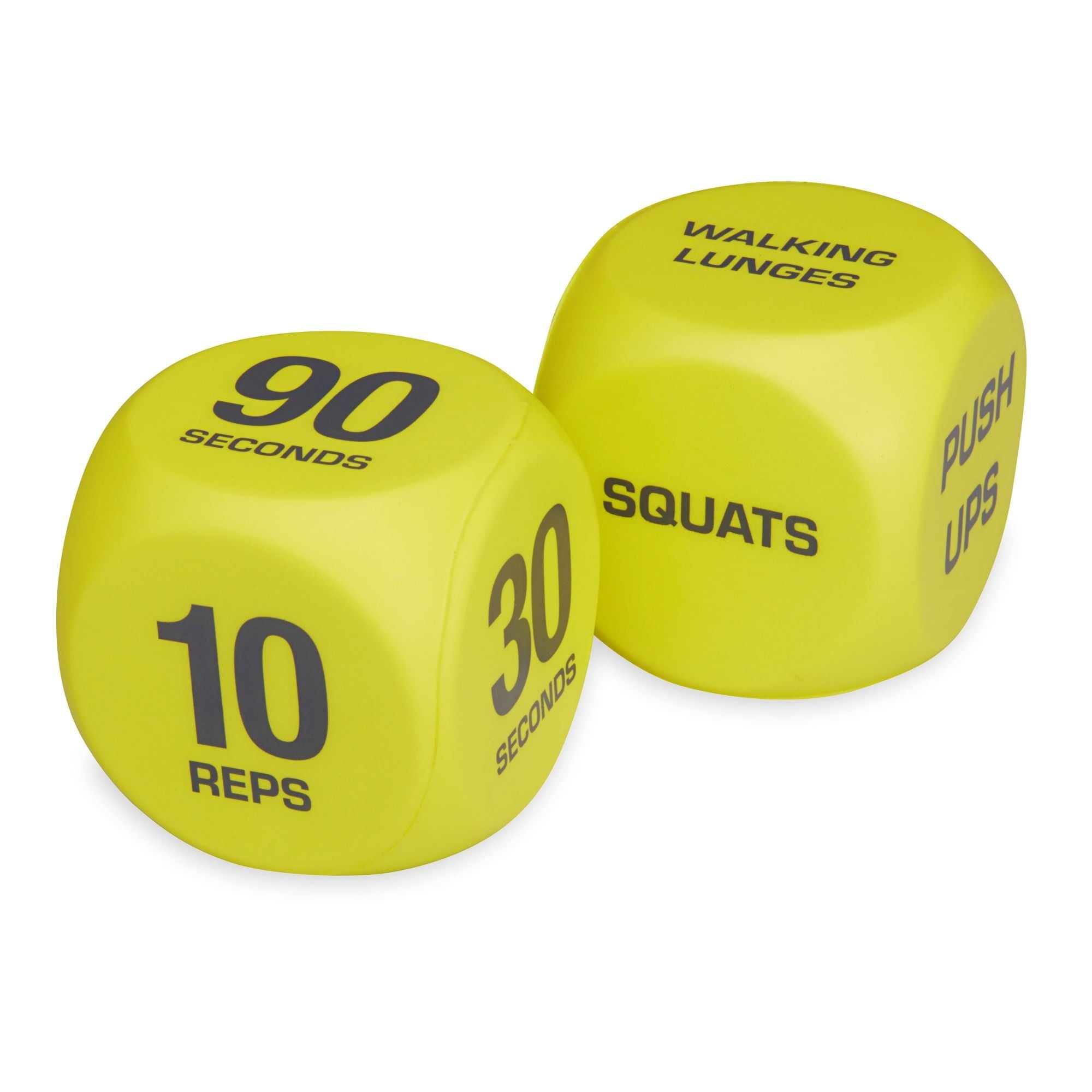 Athletic Works Exercise Workout Dice, 6-Sided, Foam, 2 Pack, Yellow