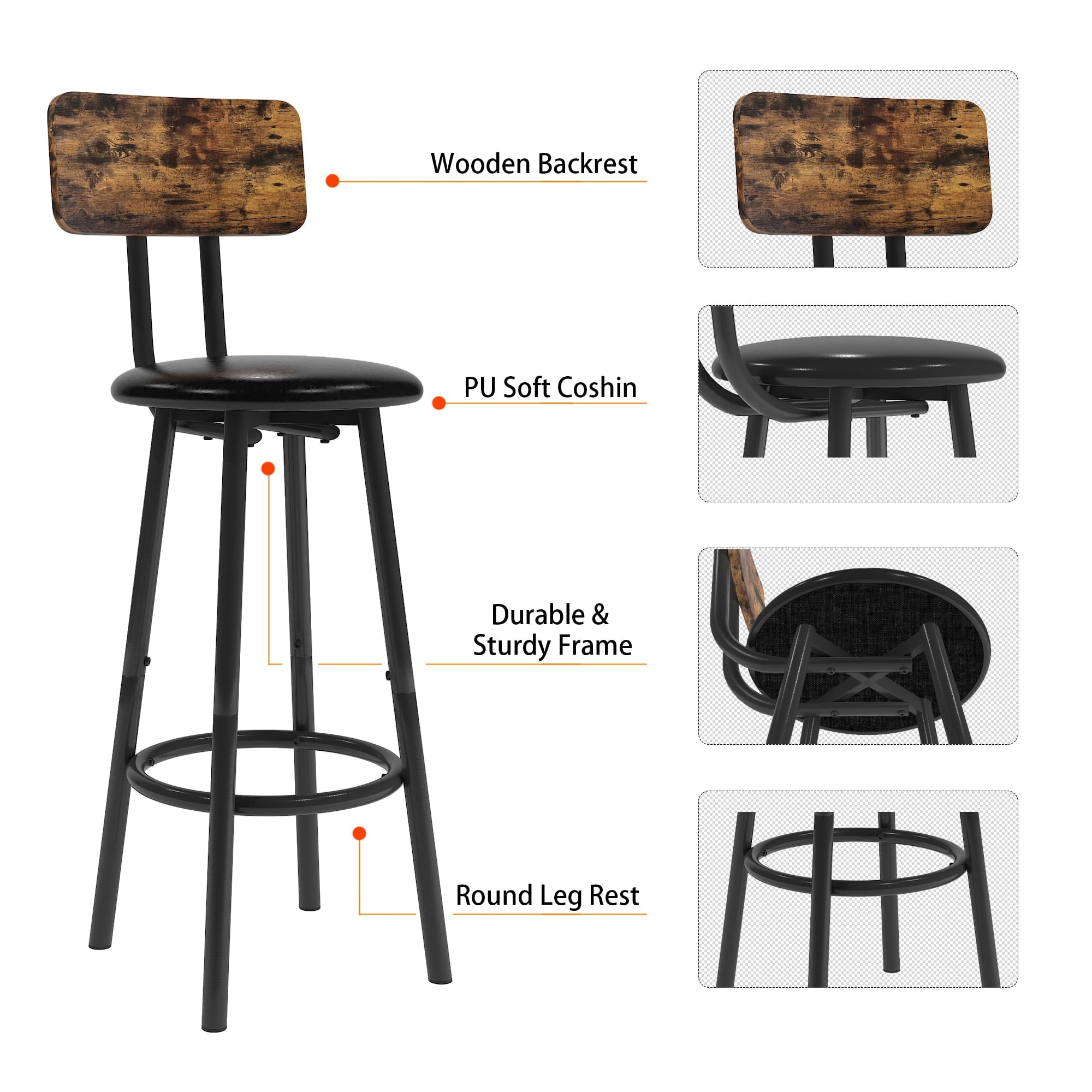 5 Piece Dining Set, Modern Dining Table and Chairs Set for 4, Kitchen Counter Height Dining Table Set with 4 Upholstered Chairs, for Small Space, Breakfast Nook, D7157