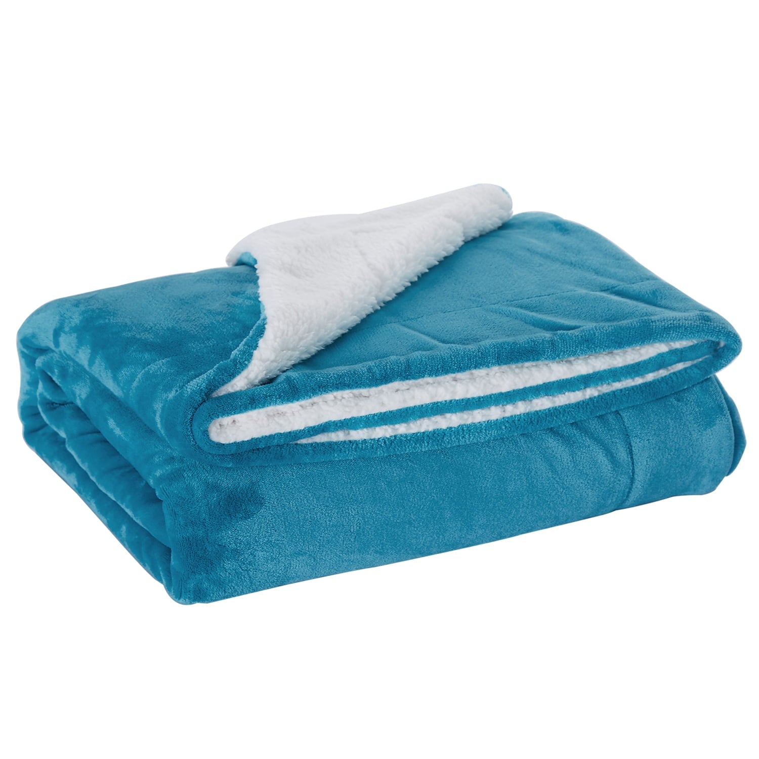 JML Sherpa Throw Blanket for Bed Couch, Soft Warm Reversible Fleece Blanket,Teal
