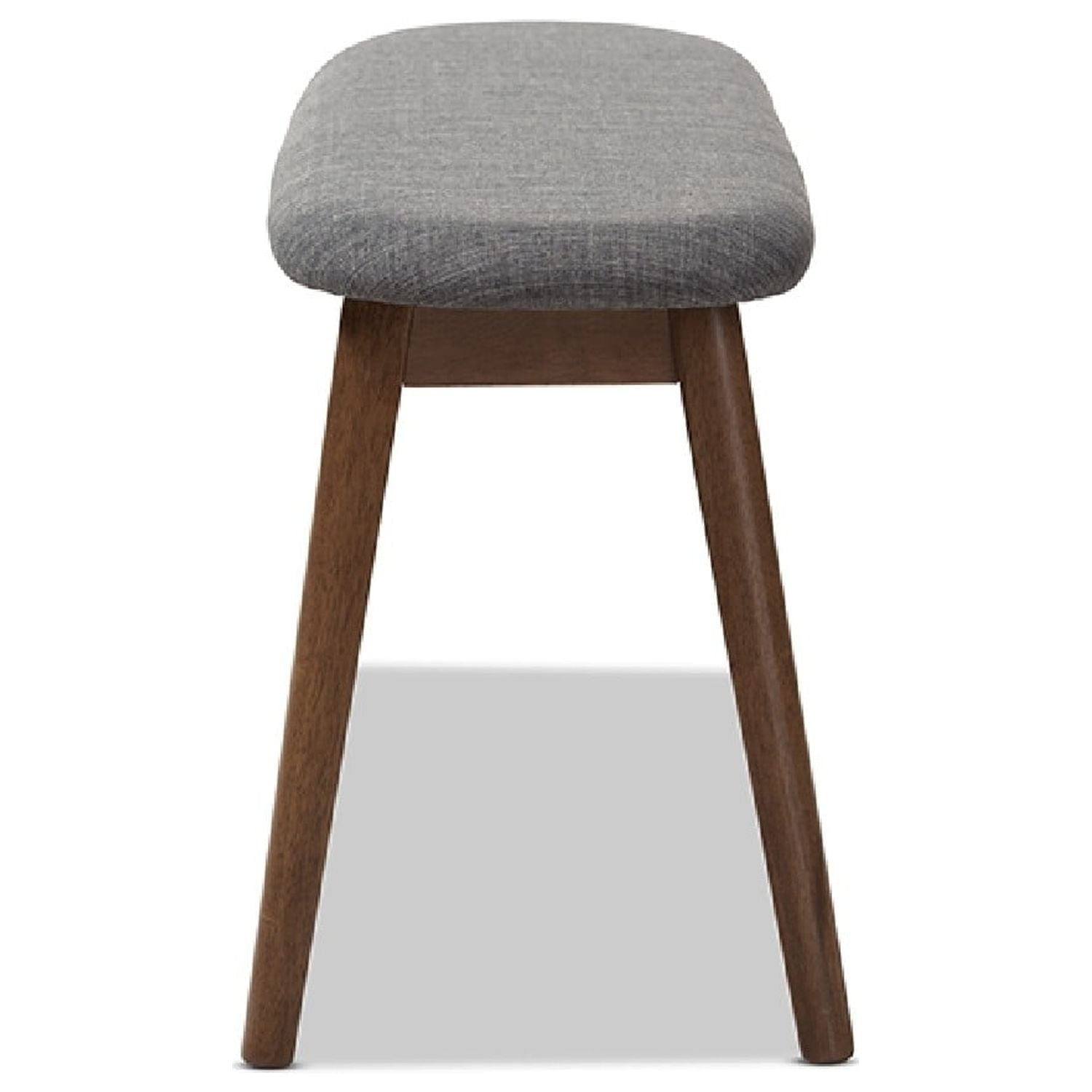 Baxton Studio Easton Mid-Century Modern Dark Grey Fabric Upholstered Walnut Finished Wood Bench