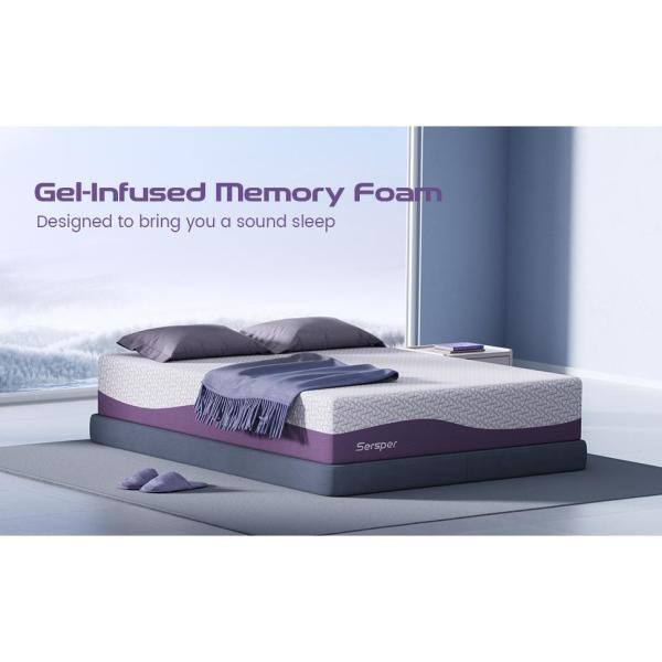 8 in. Medium Hybrid Bamboo Charcoal Gel Memory Foam Smooth Top Twin Mattress in Purple