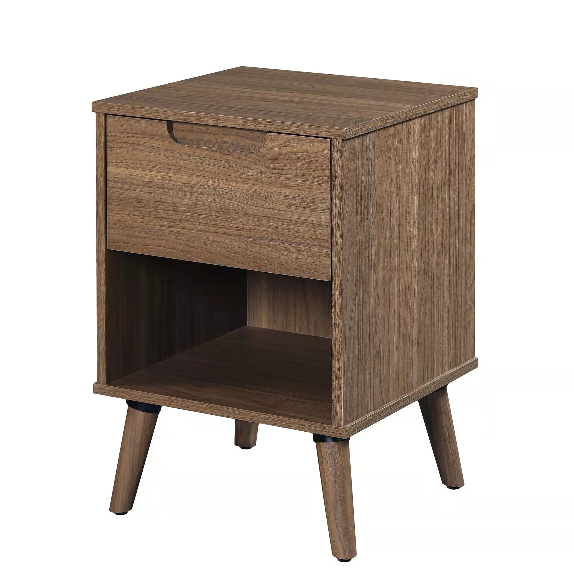 Mainstays Modern 1 Drawer Bedroom Nightstand, Brown Walnut