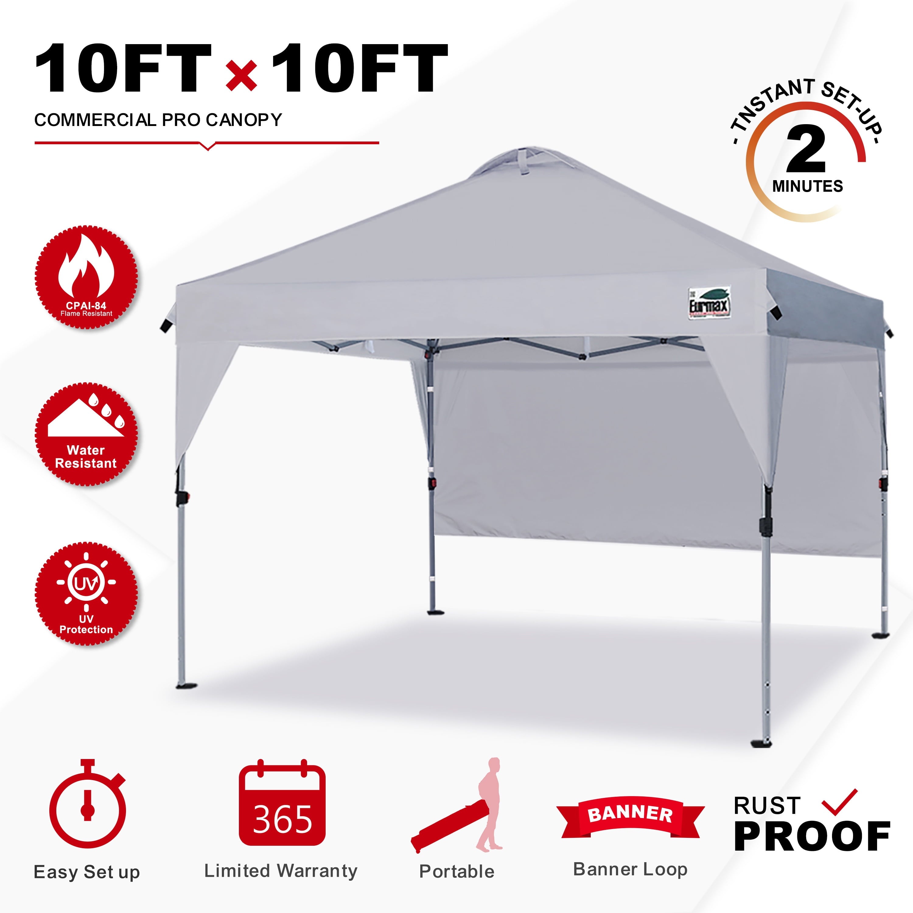 Eurmax Grey 10x10 Picnic Canopy Collapsible Gazebo with Vents