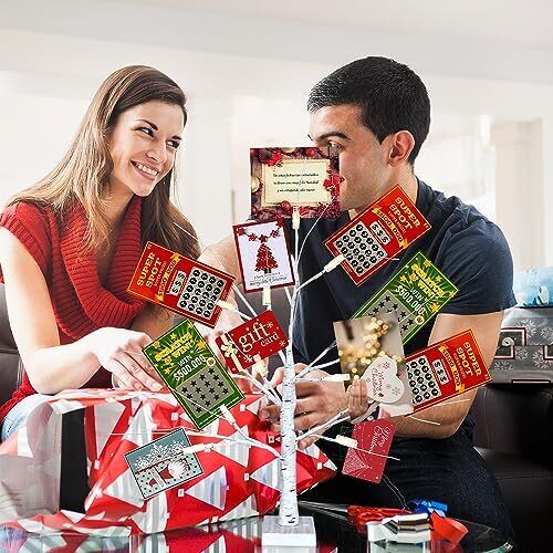 DEWBIN Money Tree Gift Holder 24" 2FT Lighted Birch Trees Stands with LEDs Ba...