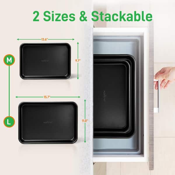 2-Pc. Nonstick Cookie Sheet Baking Pan - Professional Quality Kitchen Cooking Non-Stick Bake Trays with Blue diamond