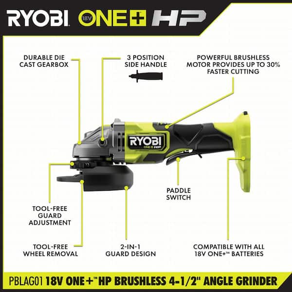ONE+ HP 18V Brushless Cordless 4-1/2 in. Angle Grinder (Tool Only)