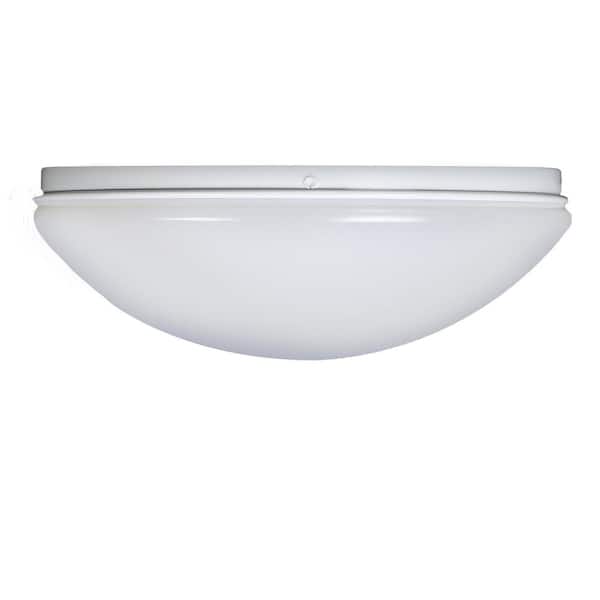 11 in. 1-Light White Selectable LED Puff Flush Mount