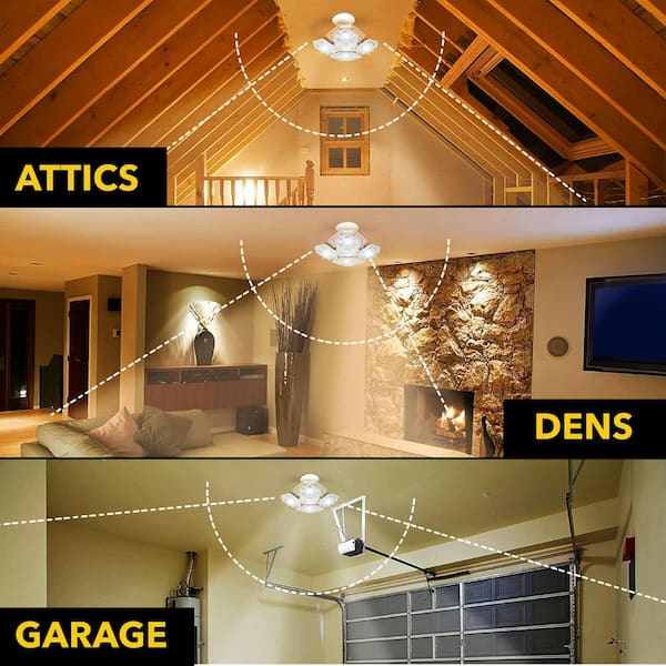 QuadBurst 10.6 in. 192 High Intensity LED 5500 Lumens White Flush Mount Ceiling Garage Light with 4 Adjustable Heads