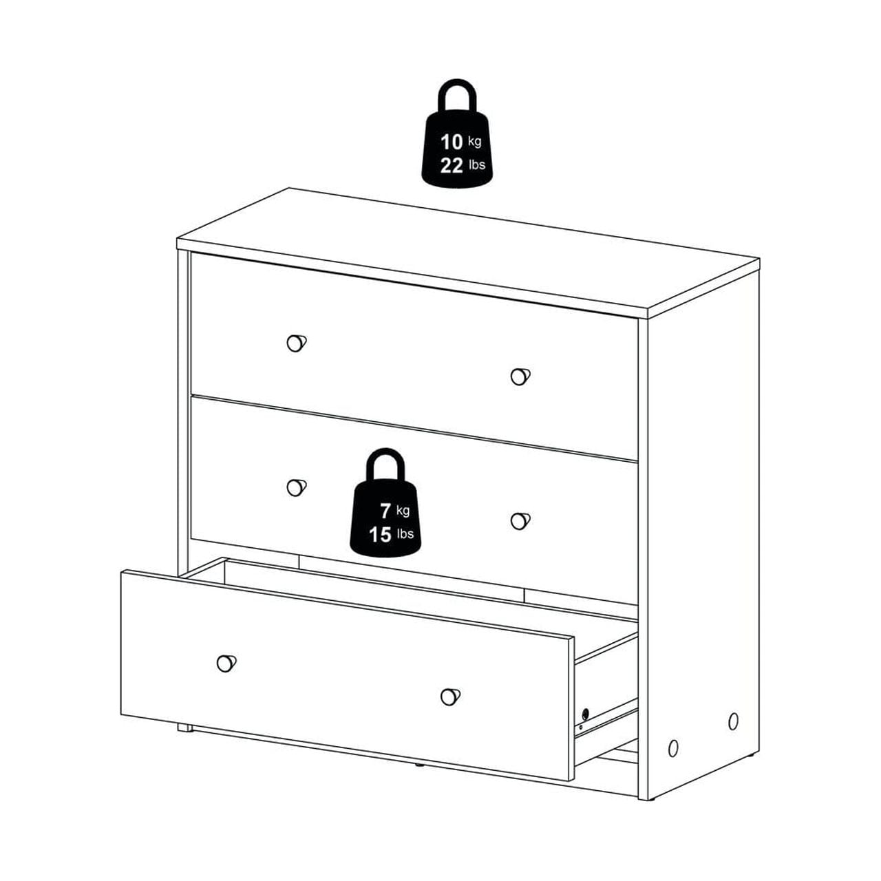 Studio 3 Drawer Chest, Black