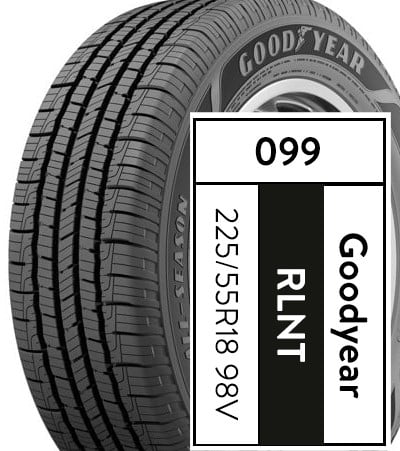 Goodyear Reliant All-Season 225/55R18 98V Tire Fits: 2019 Subaru Crosstrek Hybrid, 2018 Subaru Crosstrek Base
