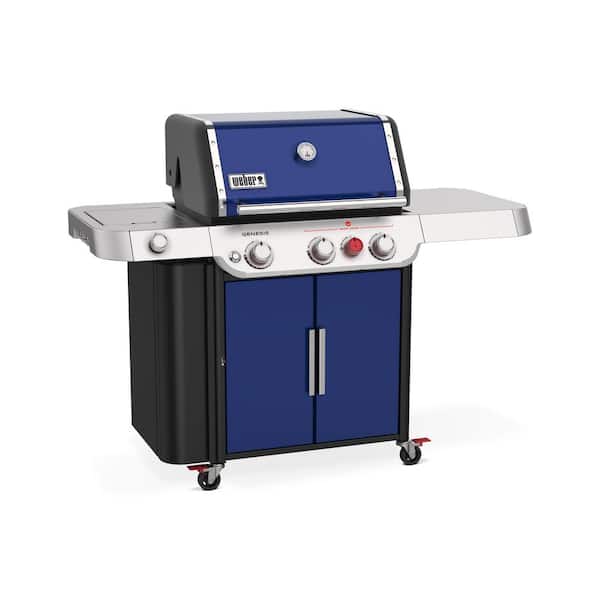Genesis E-335 3- Burner Propane Gas Grill in Deep Ocean Blue with Side Burner