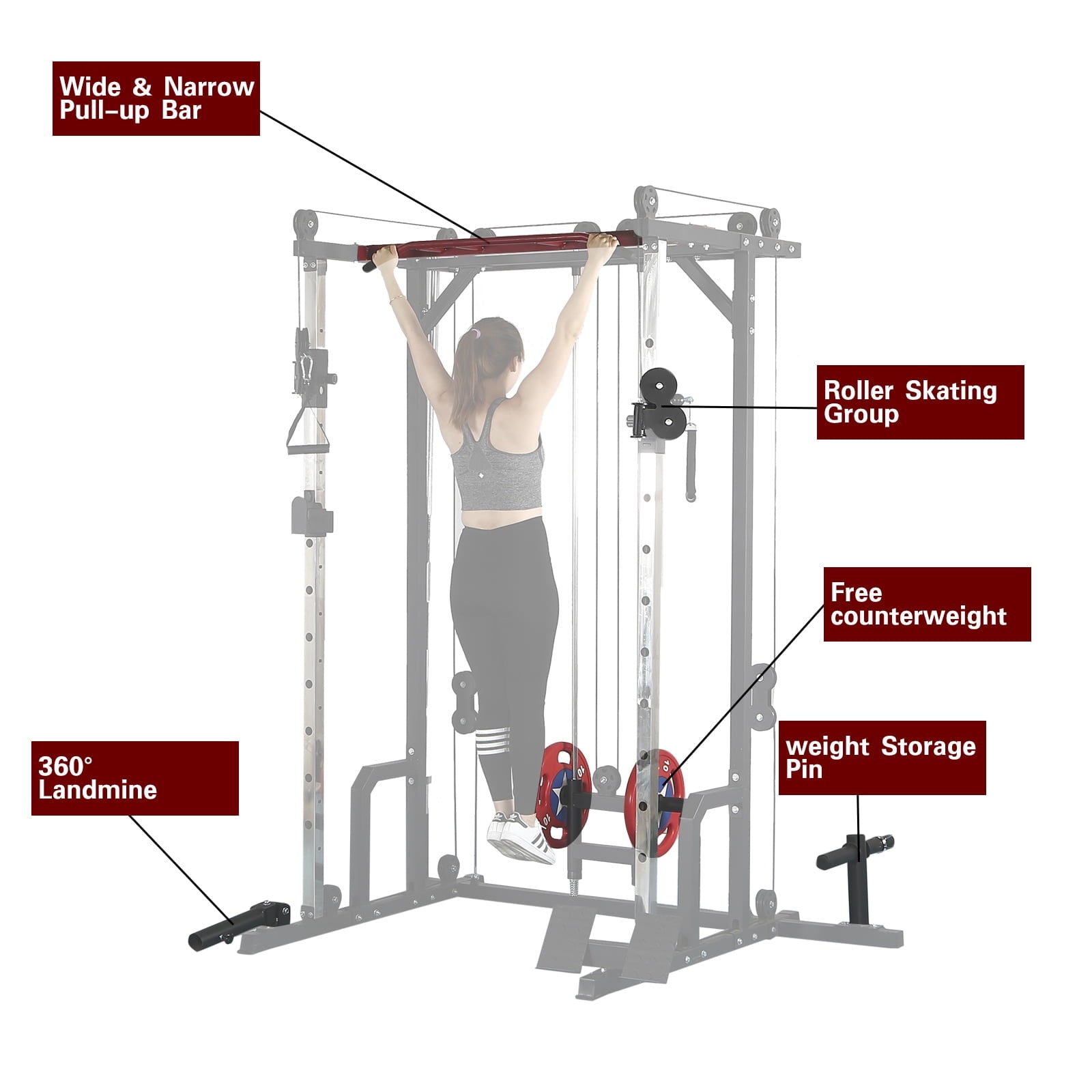 1400LBS Capacity Power Cage Rack, Professional Home Gym Equipment with Adjustable Cable Crossover System, Full Body Training System Heavy-Duty Squat Racks for Fitness Enthusiast