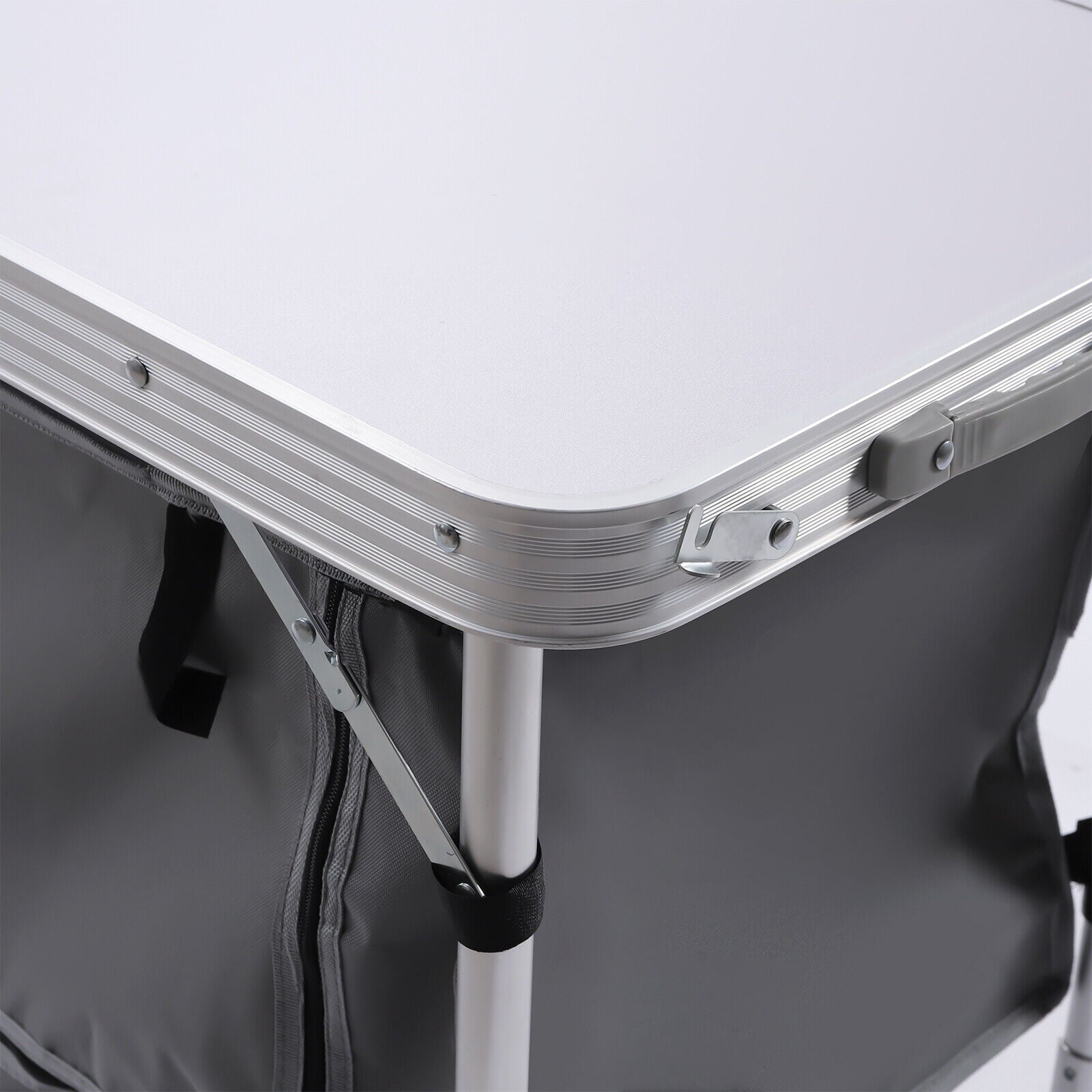 Aluminium Camping Table Kitchen Unit Folding Storage Outdoor Cook Station w/ Bag