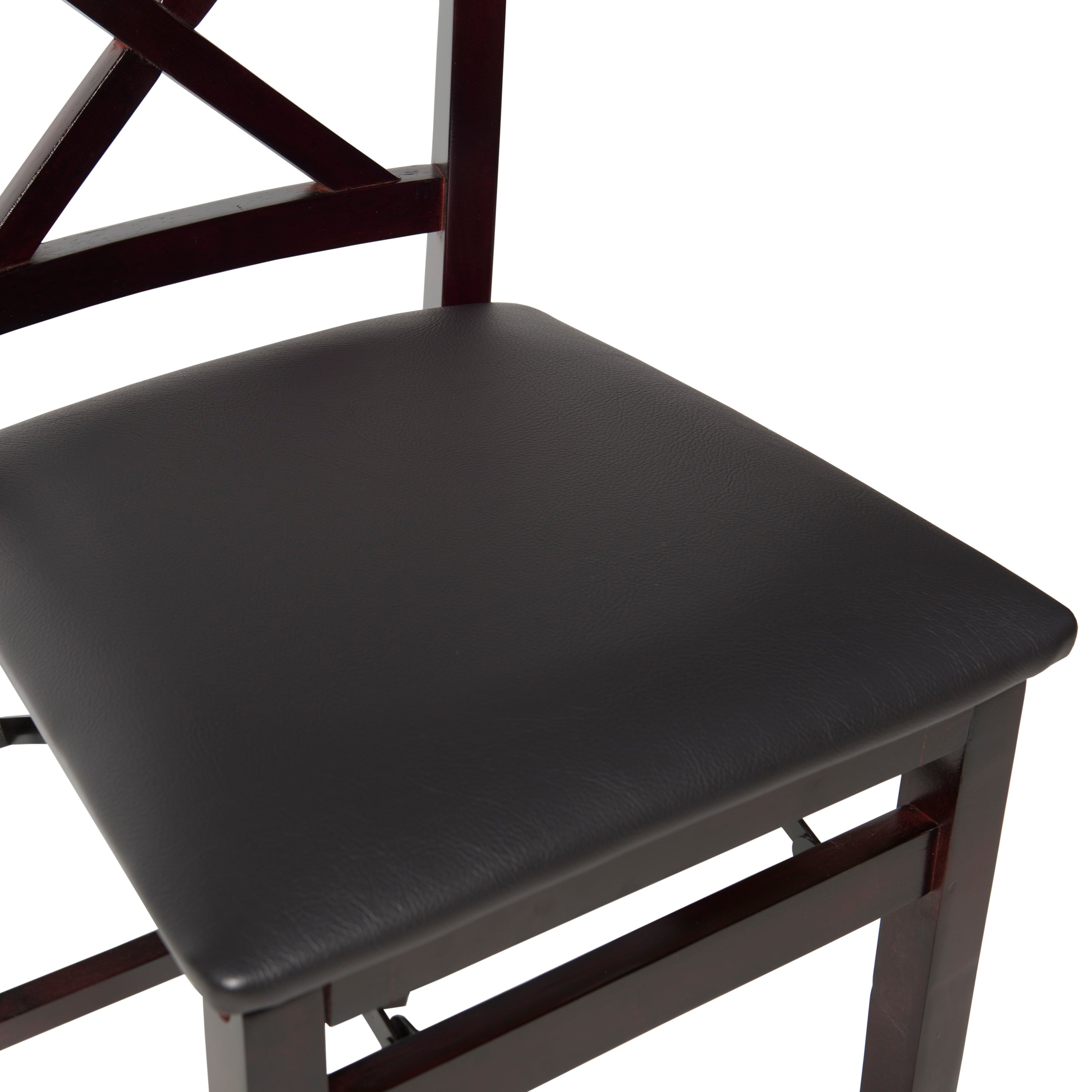 Linon Triena Folding Counter Stool in Dark Cherry with Dark Brown Faux Leather
