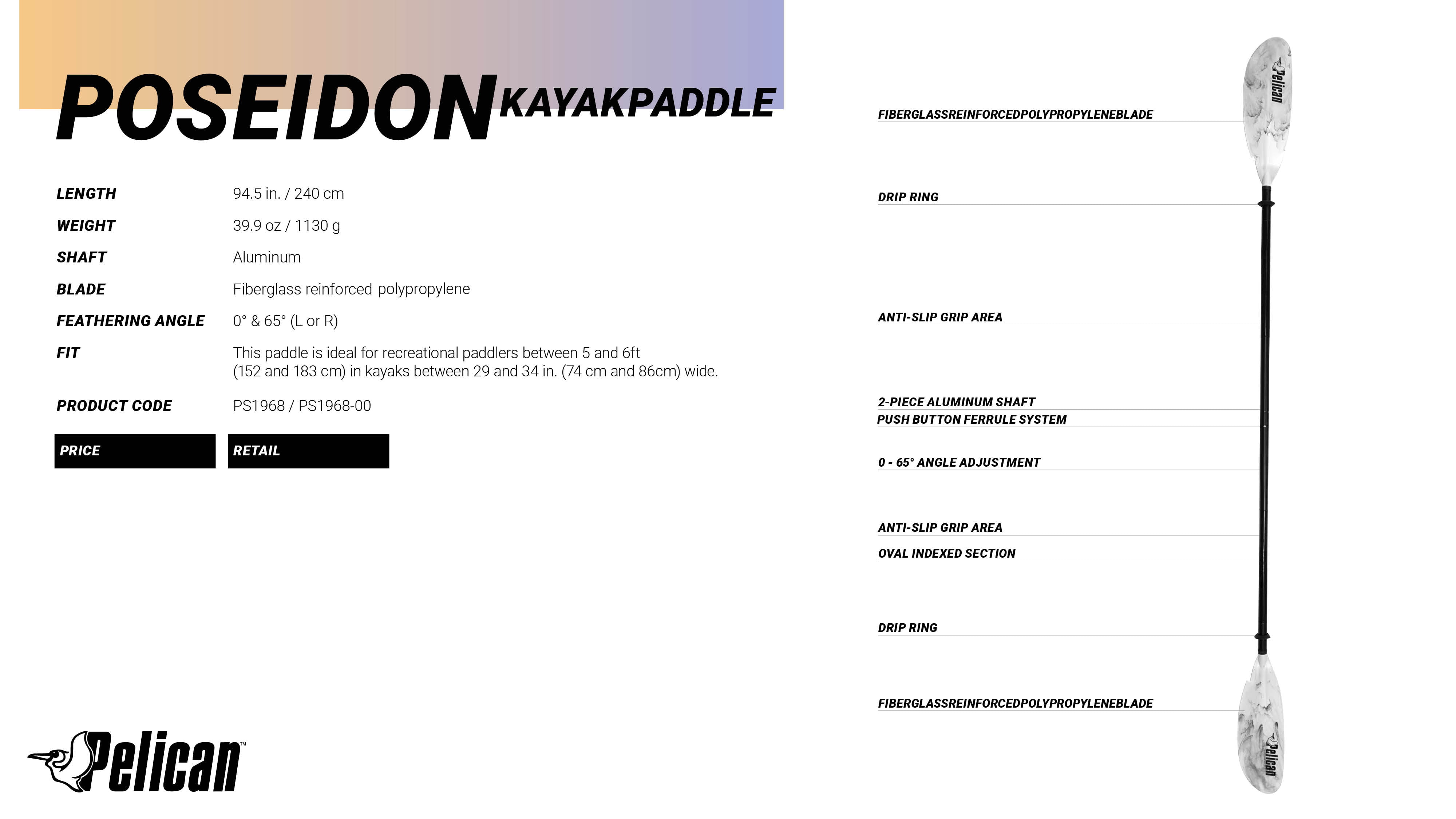 Poseidon Kayak Paddle 240 cm (94.5