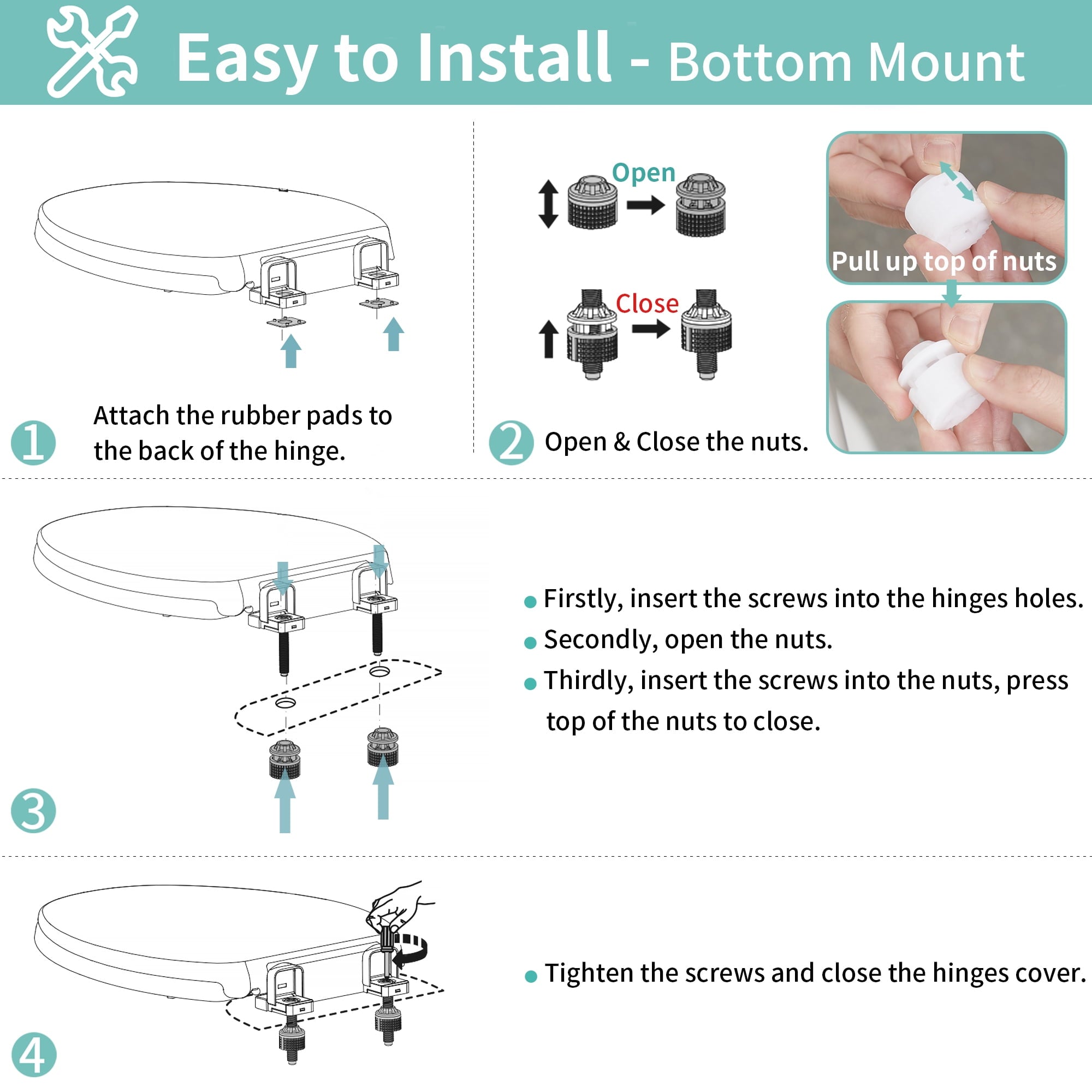 FBJ Oval Plastic Toilet Seat Soft Close in White, No Slam & Easy to Clean