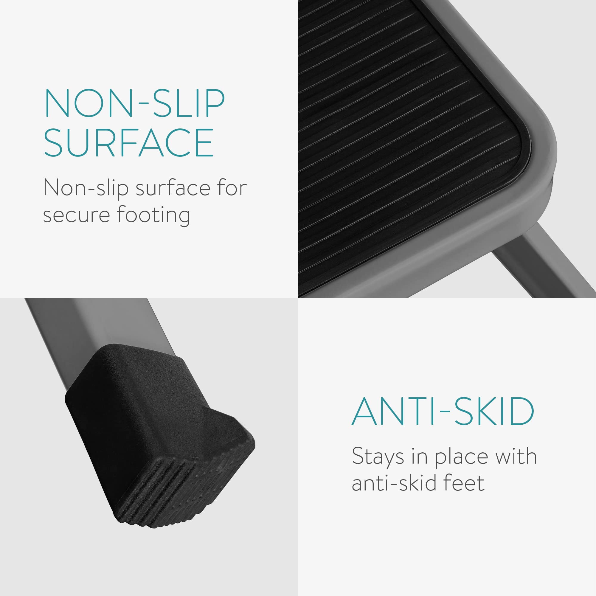 Metronic 1 Step Stool, Step Ladder, Black Anti-Slip Foot Folding Stool, Holds Up To 330 lbs