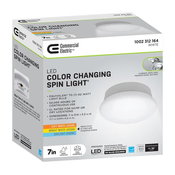 Spin Light 7 in. 810 Lumens Selectable CCT LED Flush Mount Ceiling Light Closet Laundry Basement (12-Pack)