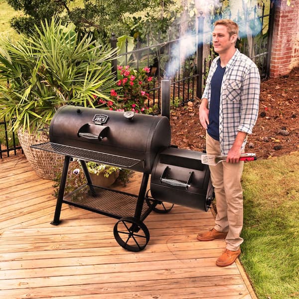 Highland Reverse Flow Offset Charcoal Smoker and Grill in Black with 900 sq. in. Cooking Space