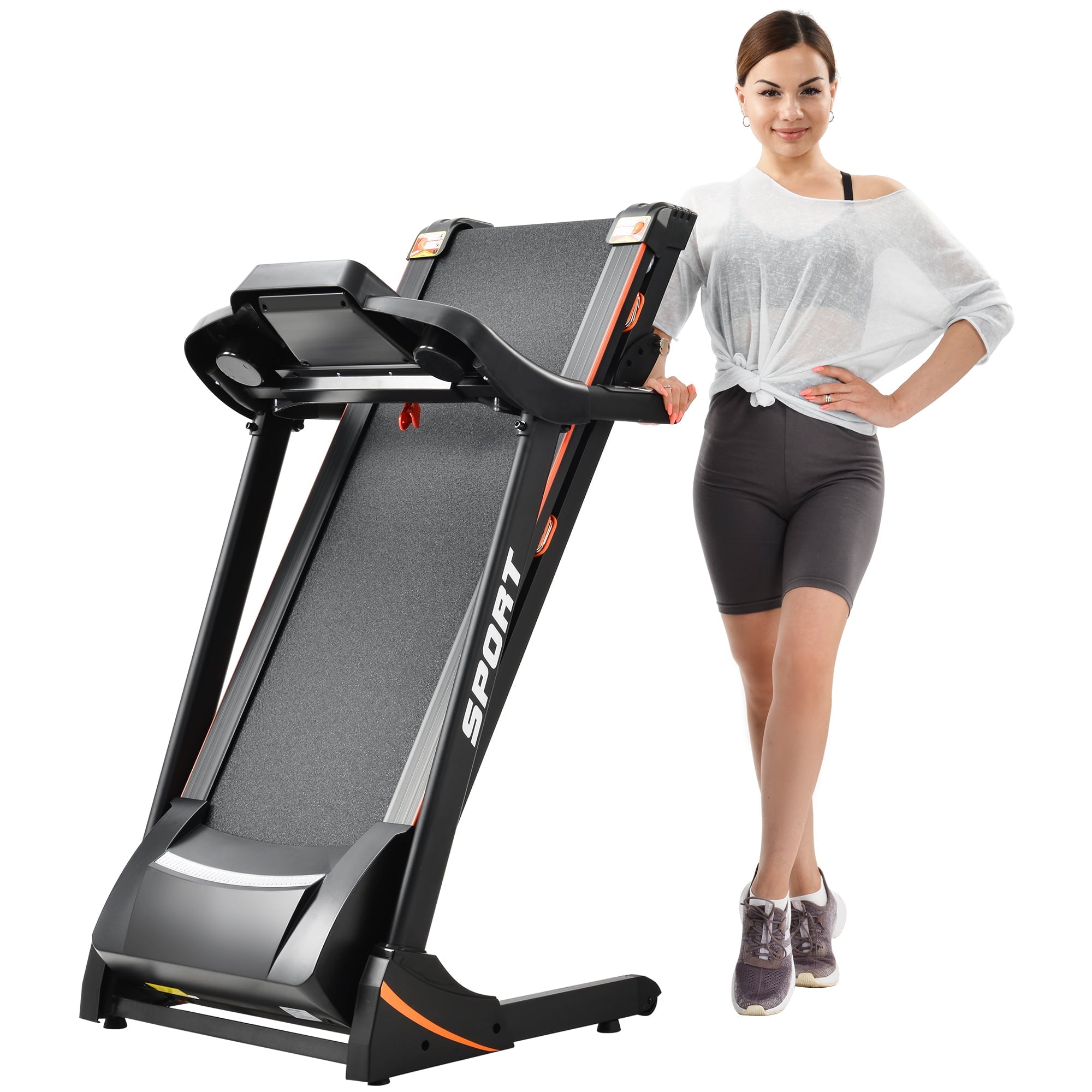 SEGMART Electric Foldable Treadmill w/3 Manual Adjustable Incline, 16.5'' Wide Tread Belt Treadmills for Home, Digital Exercise Machine with 14.8 KM/h Max Speed for Home & Gym Cardio Fitness, S5562
