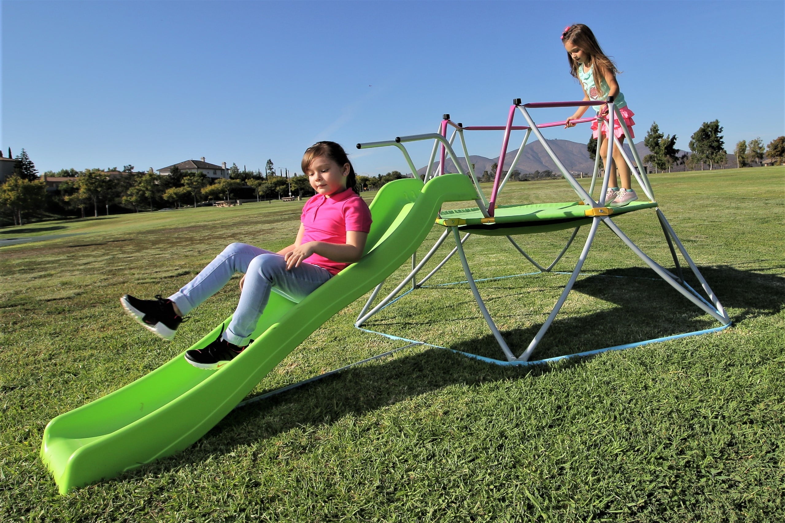 Platports Kids Dome Climber with Slide Set- Indoor Outdoor Playground - Age 3-10 - 55 inches mat