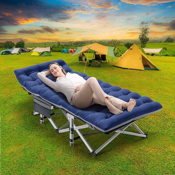 Double Layer 1200D Portable Sleeping Cots Bed, Heavy-Duty Sleeping Cots, with Carrying Bag, Removable Pad