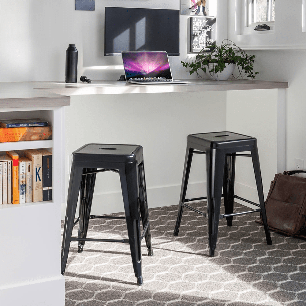 Yaheetech 24'' Metal Counter Stools, Set of 4, Black