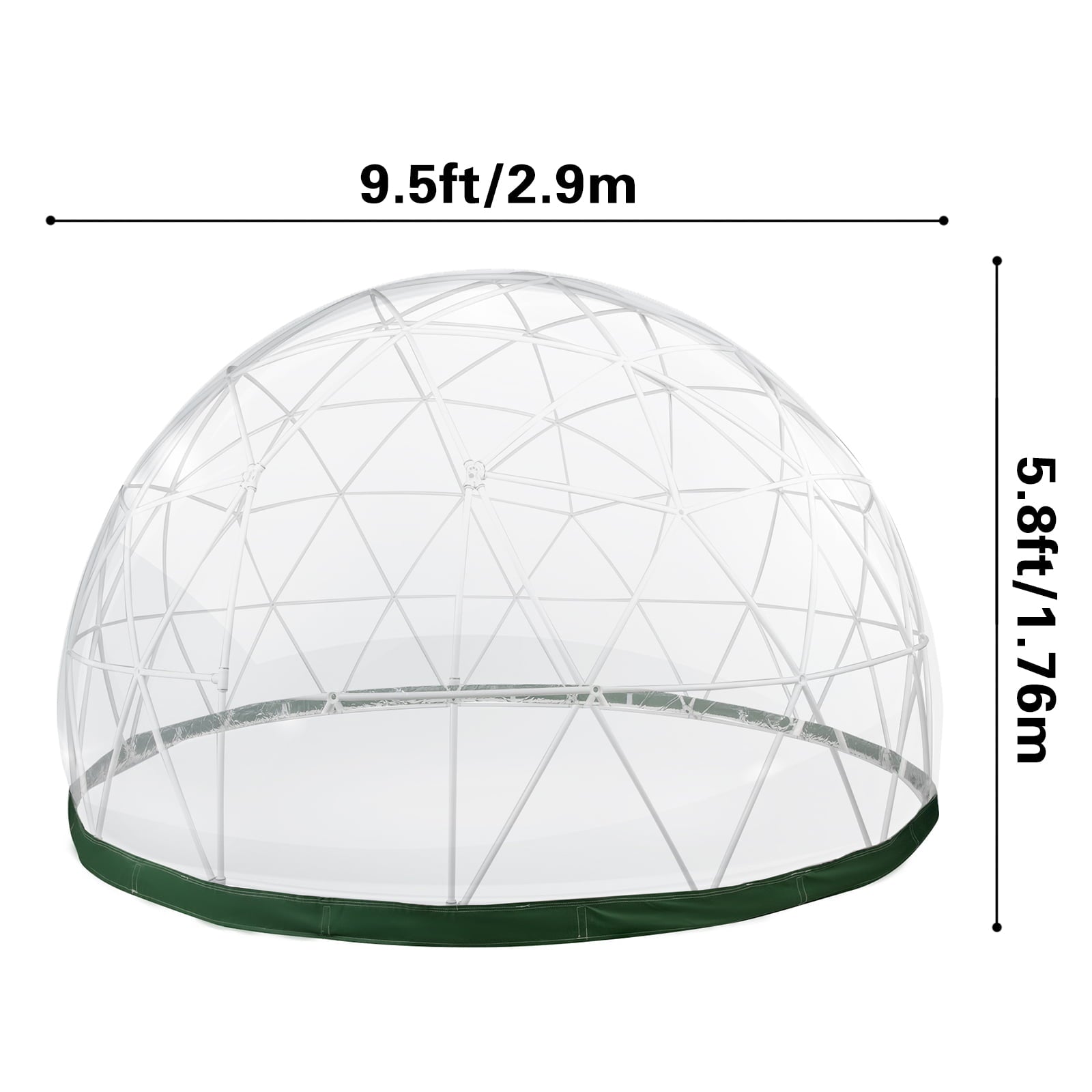 VEVOR Garden Dome 9.5ft - Geodesic Dome with PVC Cover - Bubble Tent with Door and Windows for Sunbubble, Backyard, Outdoor Winter, Party