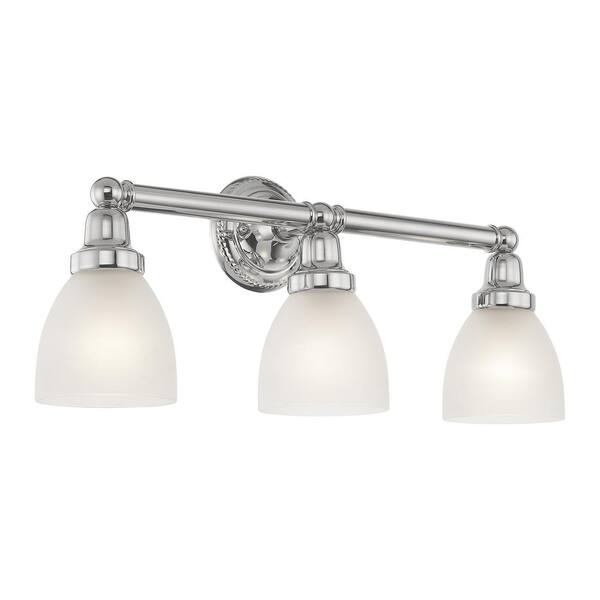 Classic 3 Light Polished Chrome Bath Vanity Light