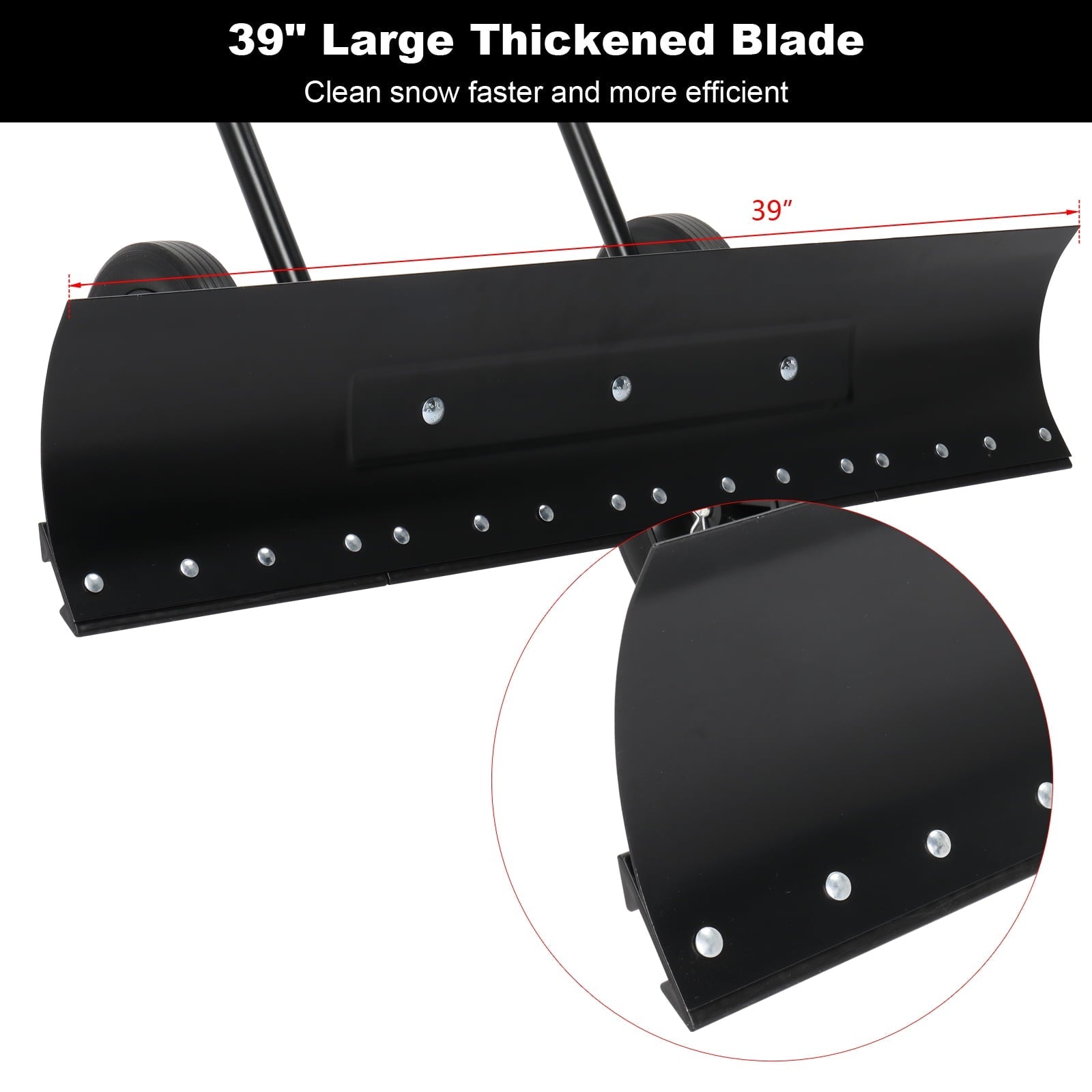 Zimtown Adjustable Wheeled Snow Pusher Wheeled Snow Shovel, Efficient Snow Removal Tool 39