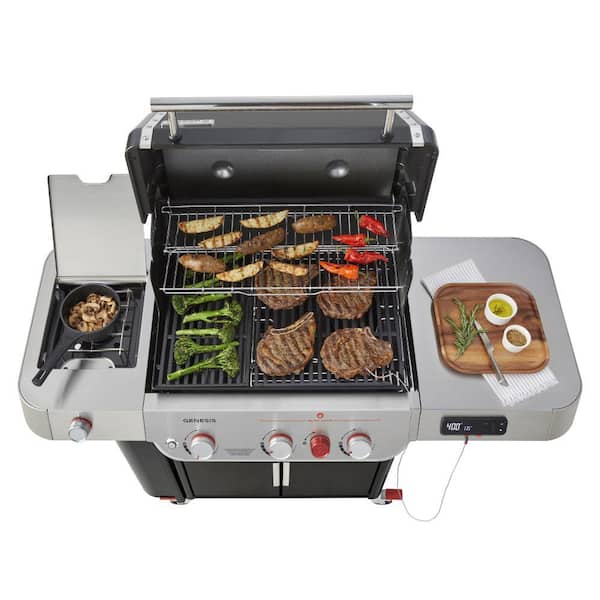 Genesis Smart EX-335 3-Burner Natural Gas Grill in Black with Side Burner