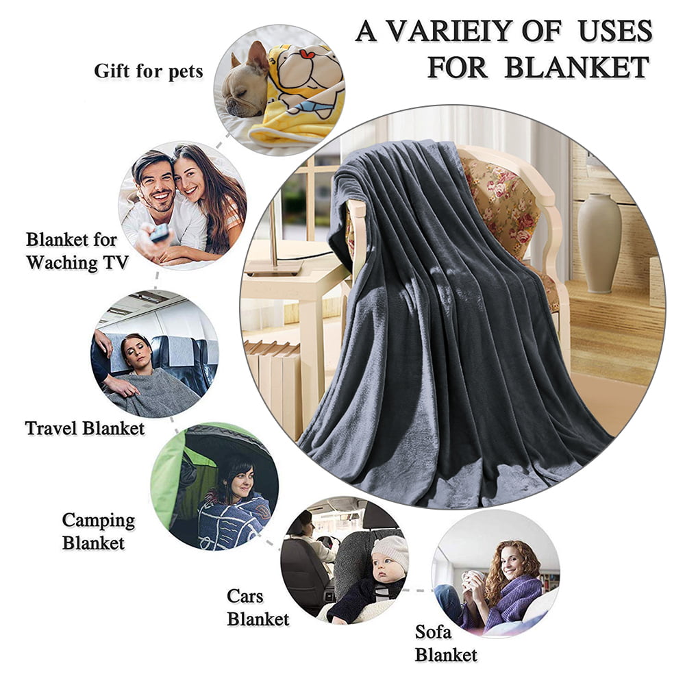 Howarmer Large Dark Gray Throw Blankets, Twin Size Soft Lightweight Flannel Fleece Blanket, 60