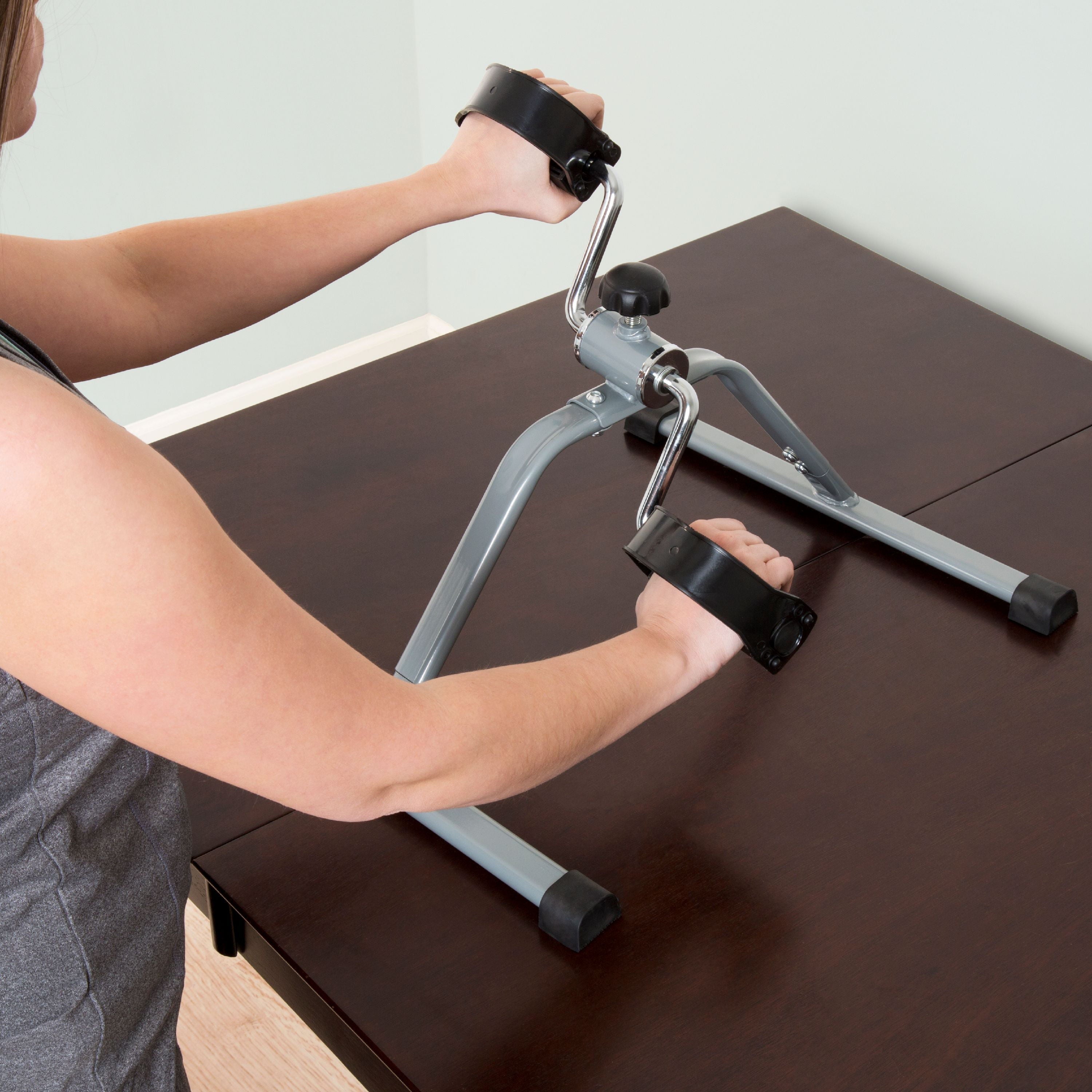 Portable Under Desk Stationary Fitness Machine- Indoor Exercise Pedal Machine Bike for Arms, Legs, Physical Therapy or Calorie Burn by Wakeman Fitness