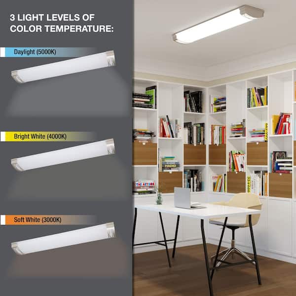 Moroccan 48 in. x 10 in. Satin Nickel CCT Selectable LED Flush Mount Ceiling Light 4000 Dimmable Lumens