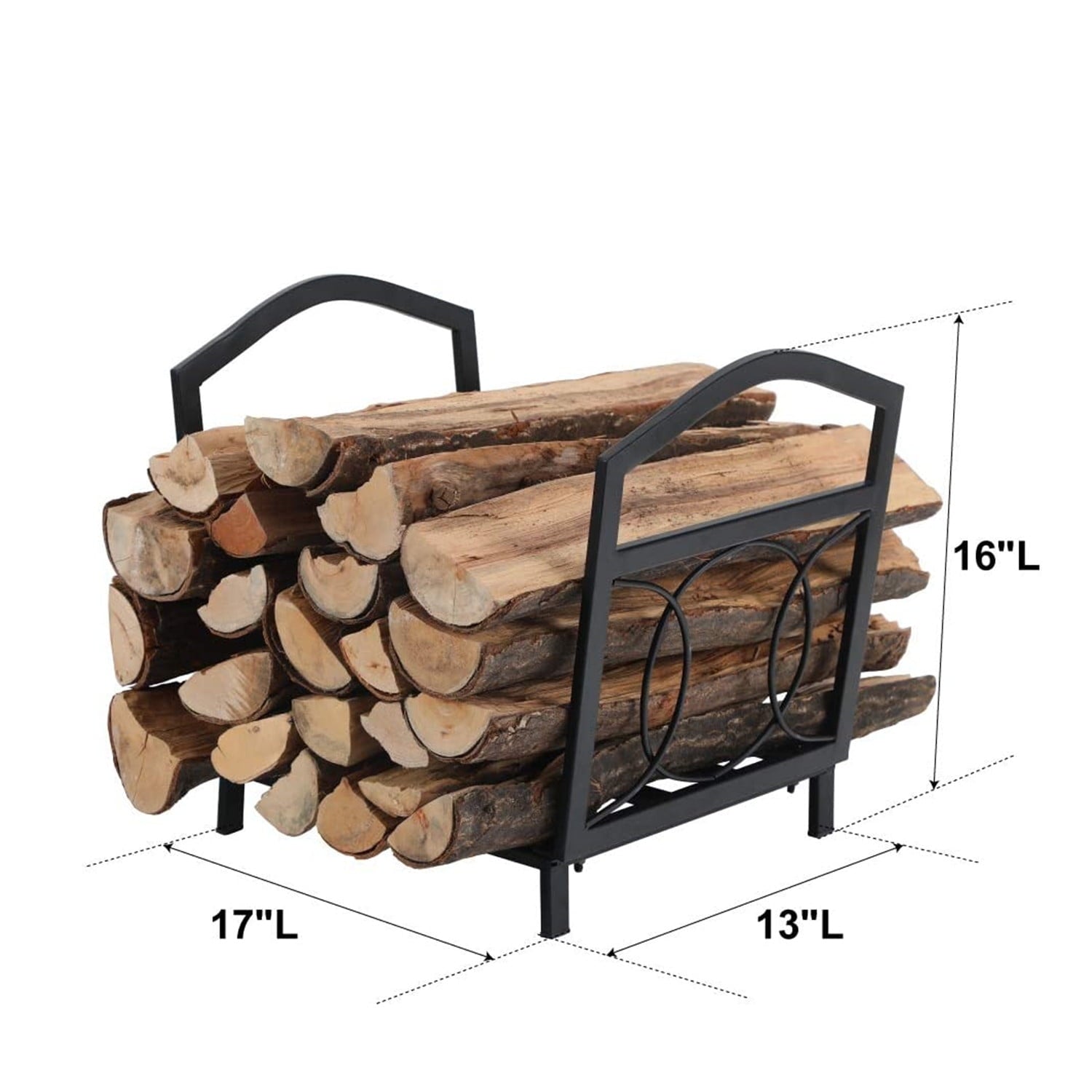 Sophia & William Garden Steel Firewood Log Rack Fireside Log Rack - Black