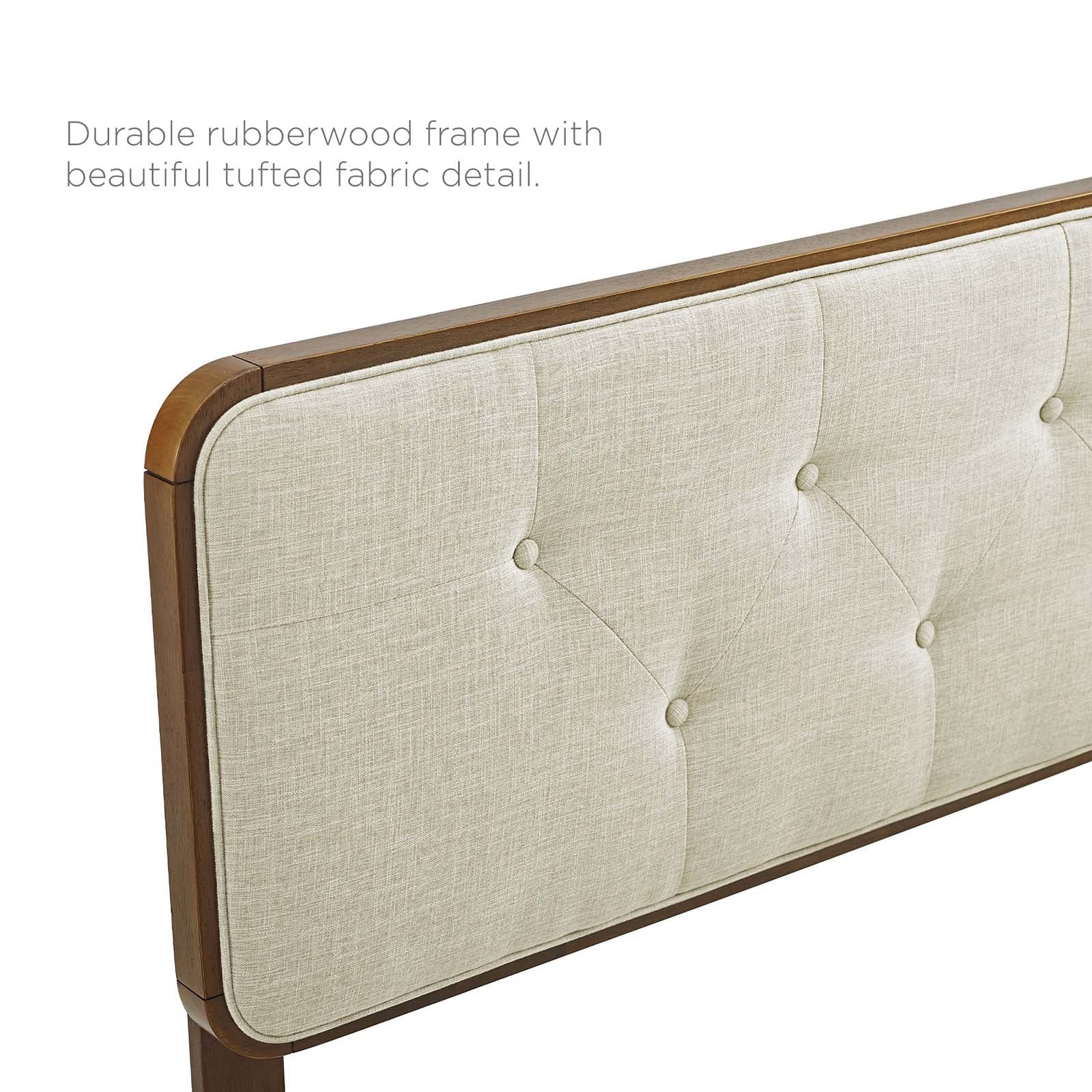 Modway Collins Tufted Full Fabric and Wood Headboard in Walnut Beige