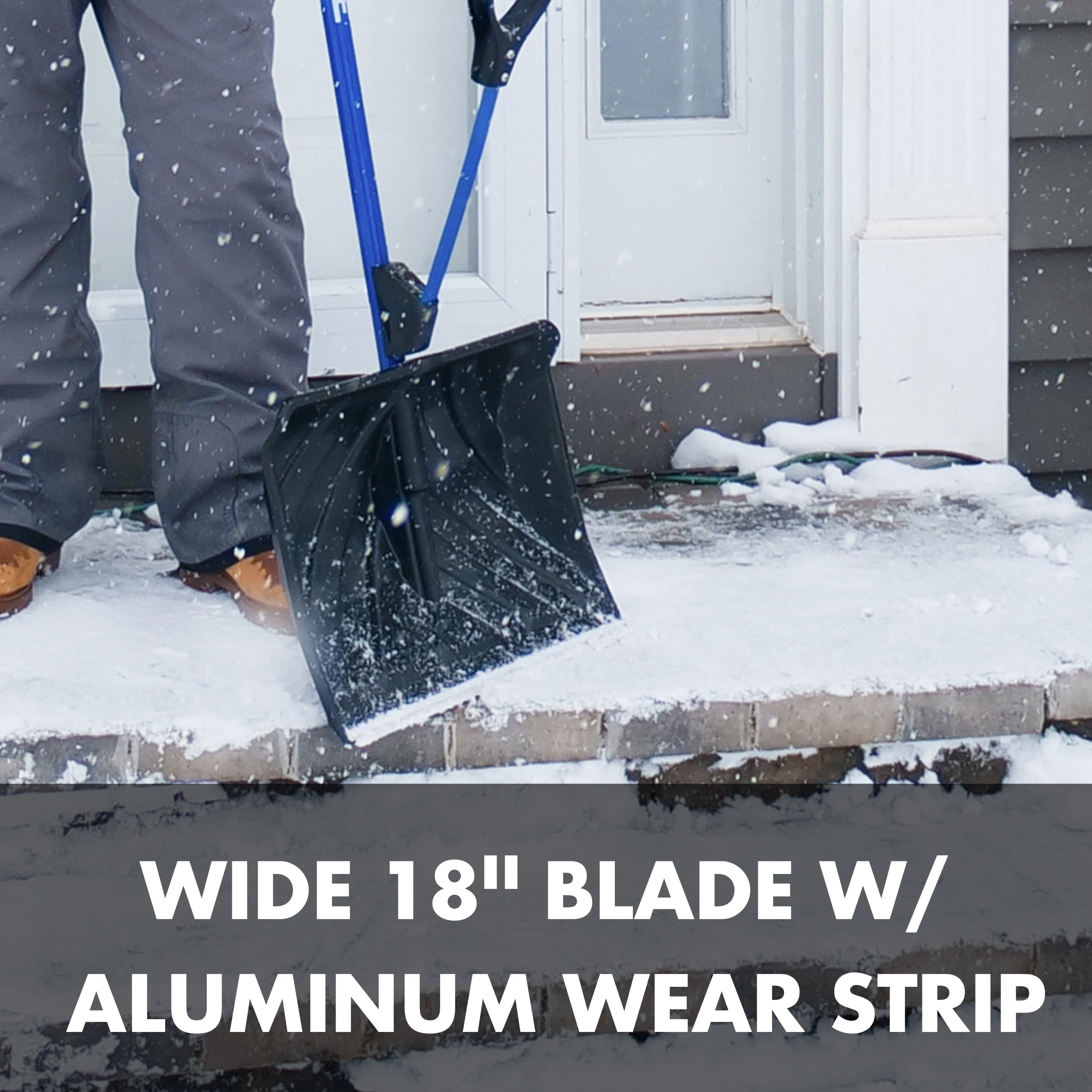 Snow Joe Shovelution Strain-Reducing Snow Shovel, 18-inch Poly Blade, Spring Assisted Handle