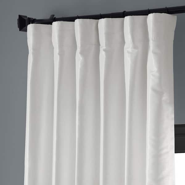 Off White Textured Faux Dupioni Silk Blackout Curtain - 50 in. W x 84 in. L Rod Pocket with Back Tab Single Window Panel