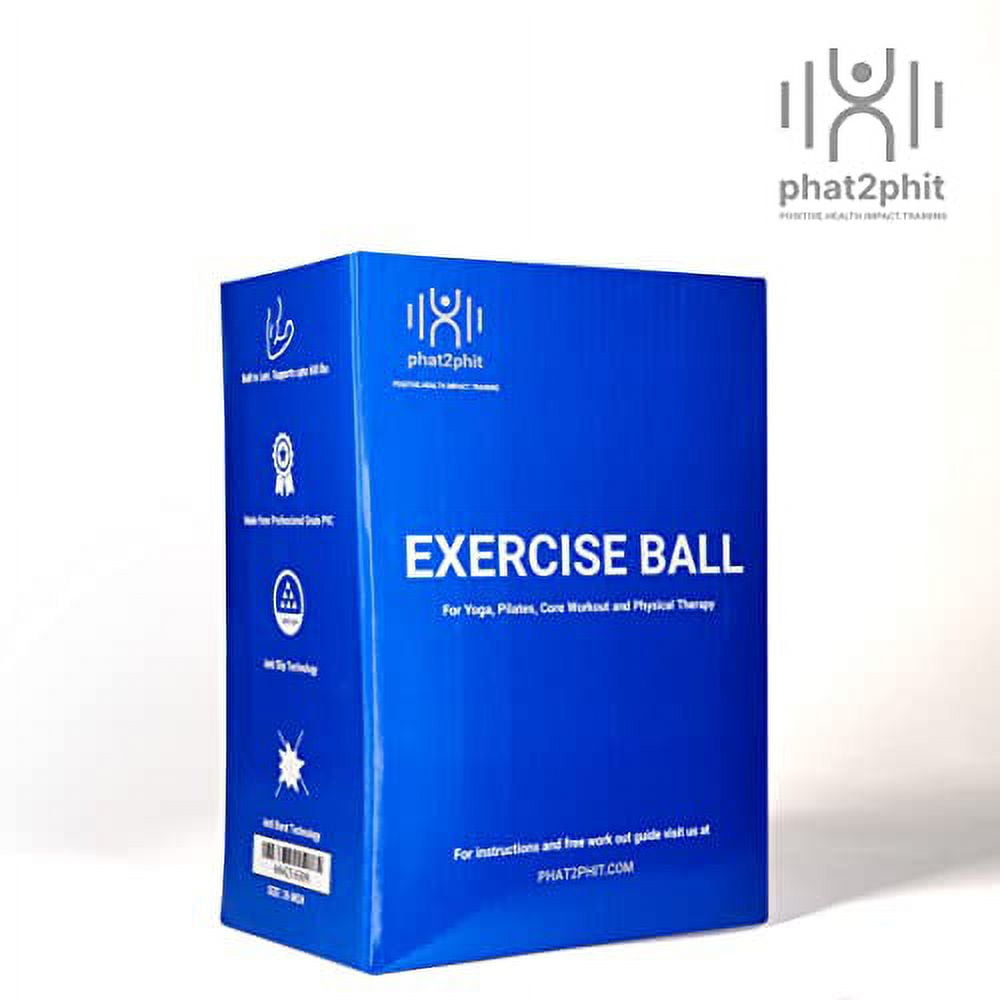 Phat2Phit Pilates, Large 26 inch, Exercise, Yoga Ball. Large Gym Grade Birthing Ball for Pregnancy, Fitness, Balance. Workout at Home, Office and Physical Therapy w/Pump