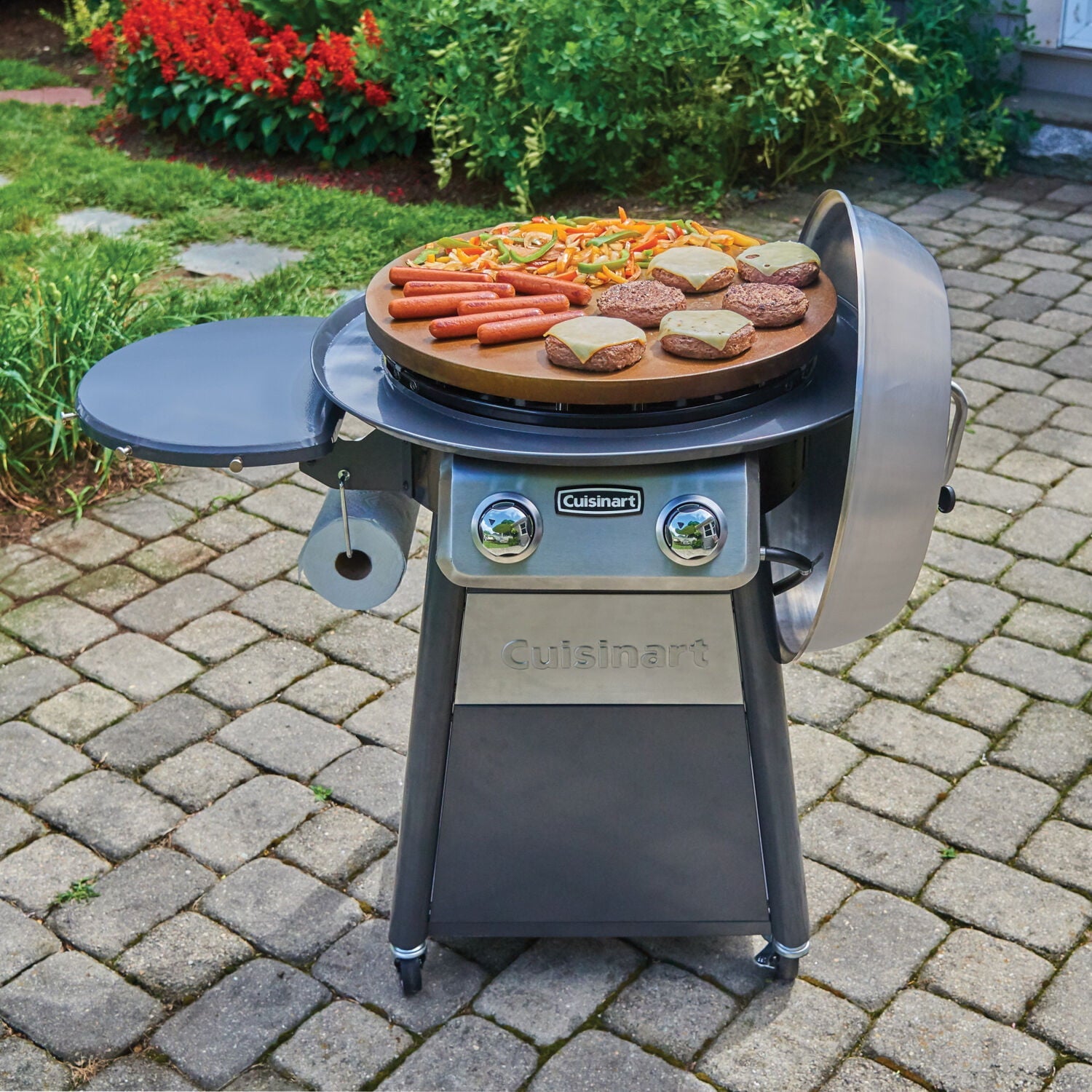 22-In. Diameter Deluxe Outdoor Griddle Cooking Center with 1 Folding Prep Table and Paper Towel Holder