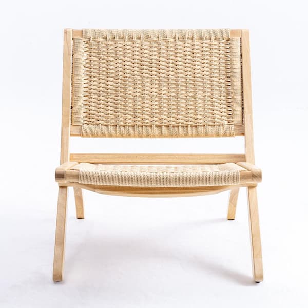 22.8 in. Wide Almond Mid-Century Folding Solid Wood Almond-Cross Accent Chair (Set of 2)