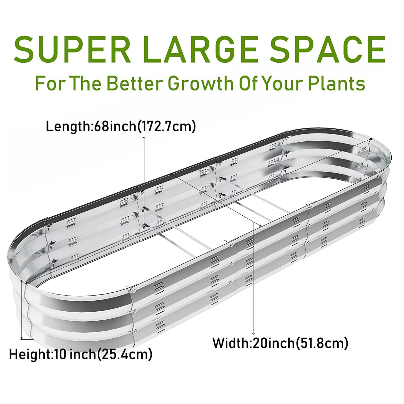 Raised Garden Bed Galvanized Metal Planter Box, 67