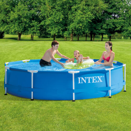 Intex 28201EH 10' x 30" Metal Frame Round Above Ground Swimming Pool with Pump