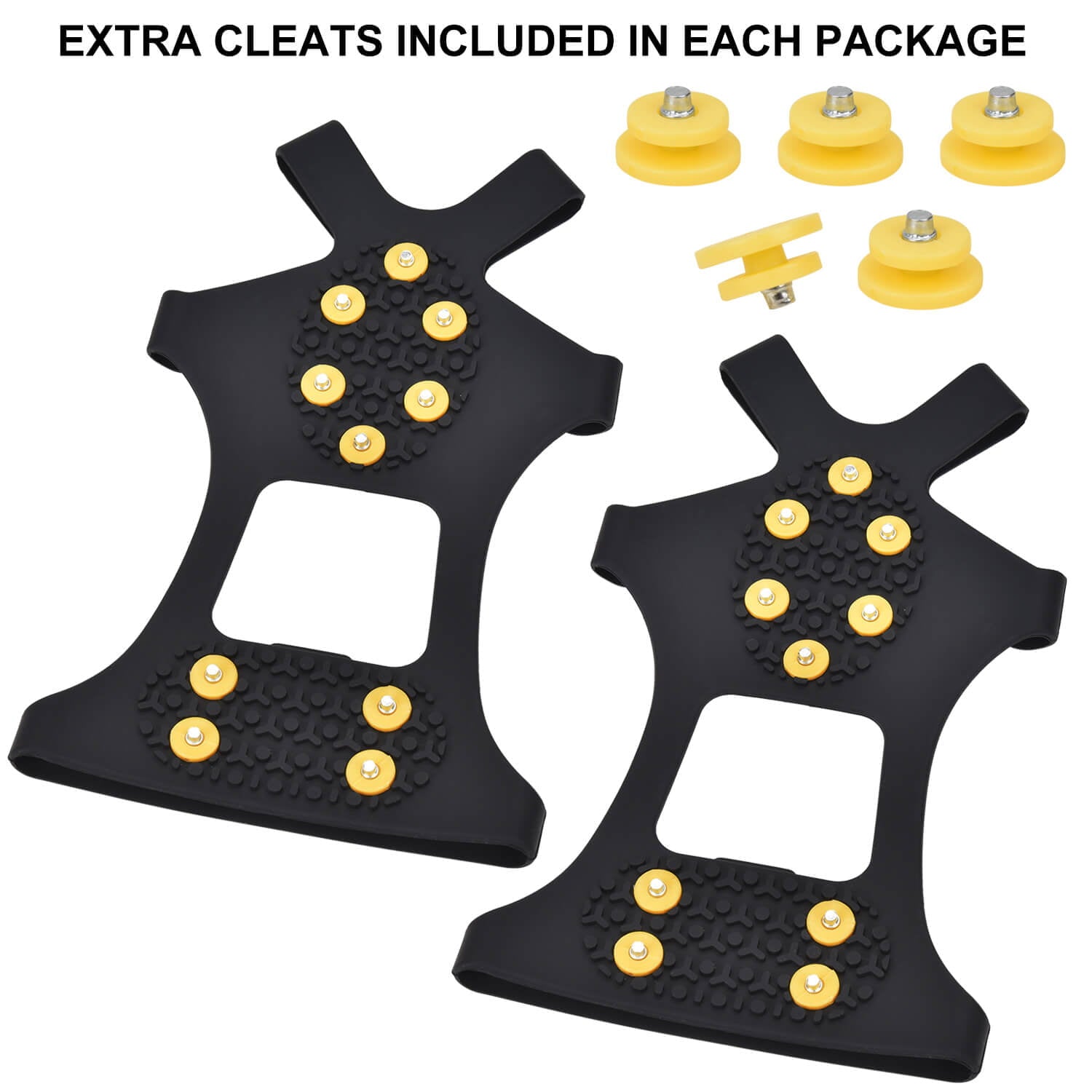 Ice Cleats Snow Traction Crampons for Shoe and Boots, Stainless Steel Studs Non-Slip Overshoe for Walking Hiking on Snow and Ice Rubber Walking Cleats Anti Slip Grips Spikes