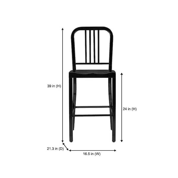 Kipling Black Metal Counter Stool with Back