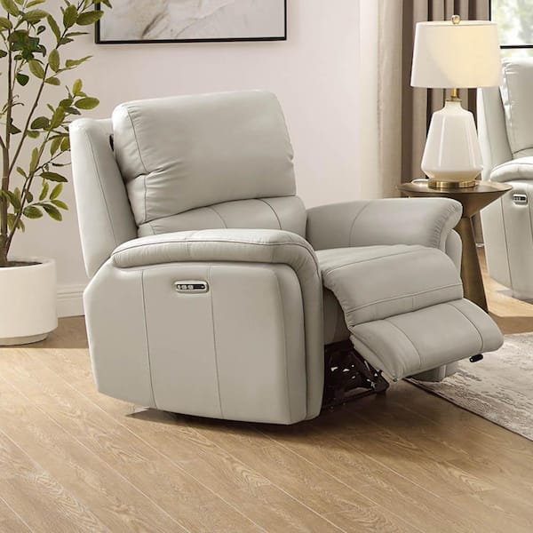 Erindale Vanilla Top Grain Leather Zero Gravity Recliner with Power Headrest and Built-in USB Type A and C Ports